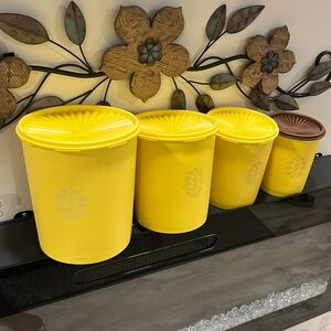 Tupperware vintage yellow canister set, preloved gently used